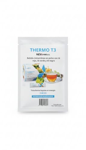 Thermo T3 – Té Termogénico Sabor Limón con Mix de 3 Tés (Verde, Rojo y Negro), L-Carnitina y Extractos Naturales | Control de Peso y Energía | 7UND