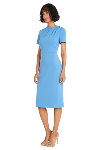 Image of Maggy London Women's Chic Asymmetric Crew Neck Short Sleeve Below The Knee Womens Dresses