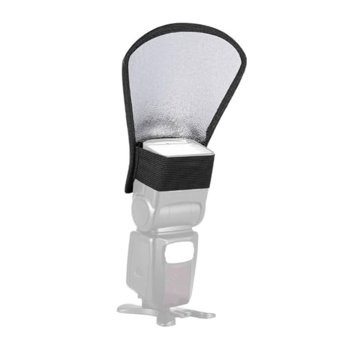 BZKSER 1Pcs Réflecteur de Flash, 2 en 1 Diffuseur de Flash, Argent/Blanc Réflecteur avec Bande pour Nikon, Canon, Sony, Yongnuo, Speedlite Softbox