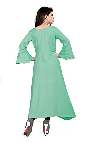 Image of Cotton Plain & Solid 3 /4 Sleeve A-Line Kurtis for Women