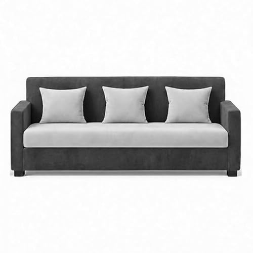 Image of FURNY Lexon 3 Seater + 1 Seater + 1 Seater Fabric Sofa Set (Dark Gray-Light Gray) with Velvet Finish | Durable Comfort | Ideal for Living Room