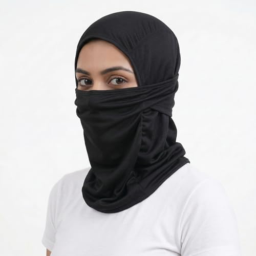 Image of UV-Protected Full Face Mask for Men and Women, Breathable Helmet Liner, Sweat Absorbing, Odour-Free, 4-Way Stretch, Sun & Dust Protection - Perfect for Bike Riding