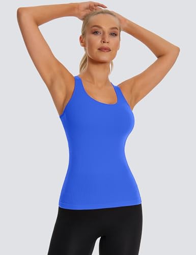MathCat Seamless Workout Tank Top for Women with Built in Bra, Padded Racerback Athletic Yoga Camisole3
