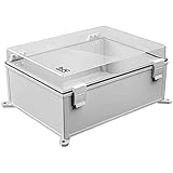 DJC Supply Co. ABS 7.9' x 11.8' x 6.3' Waterproof IP67 Hinged PC Plastic Clear Cover Electronics Box...