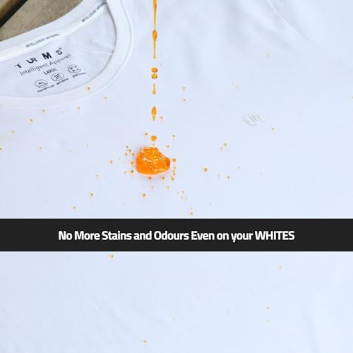 Image of TURMS Men's Casual Solid Round Neck T-Shirt, Odor Control, Stretchable & Breathable, Cotton Rich Fabric, Half Sleeve