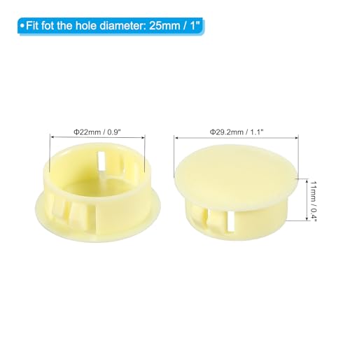 Image of PATIKIL 20Pcs 1 inch Hole Plugs, 1 inch /25mm Plastic Hole Plugs, 20Pcs Flush Type Round Hole Plugs Cover Snap in Locking Hole Tube for Table Kitchen Cabinet Furniture, Pale Yellow