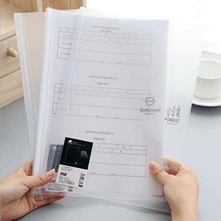 Image of KEEPING Plastic Strip File Folder for Document Sliding Bar Report Covers,30 Sheet Capacity, Transparent Resume Presentation File Folders Organizer Binder for A4 Size Paper Patti File (10 Pack)