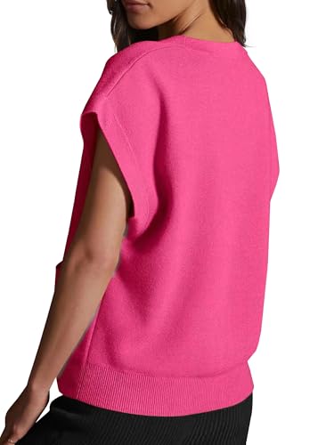 Image of Womens Cardigan Sweater Vest Lightweight V Neck Button Down Cap Sleeve Knit Tops Loose Sleeveless 2025 Spring Outfits
