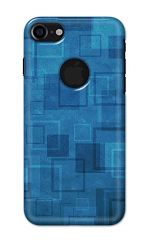 Image of Printed Hard Back Cover Case for Apple iPhone 7 Logo | iPhone 8 Logo Back Cover (Plain Azure Blue) -1302