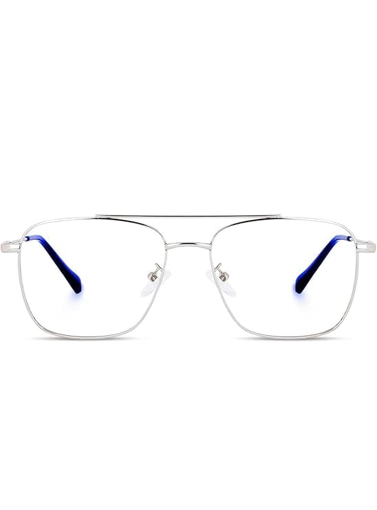 A LUINS Blue Light Blocking Glasses, Anti Eyestrain, Computer Reading Glasses, Gaming Glasses, TV Glasses for Women Men (SILVER) 2
