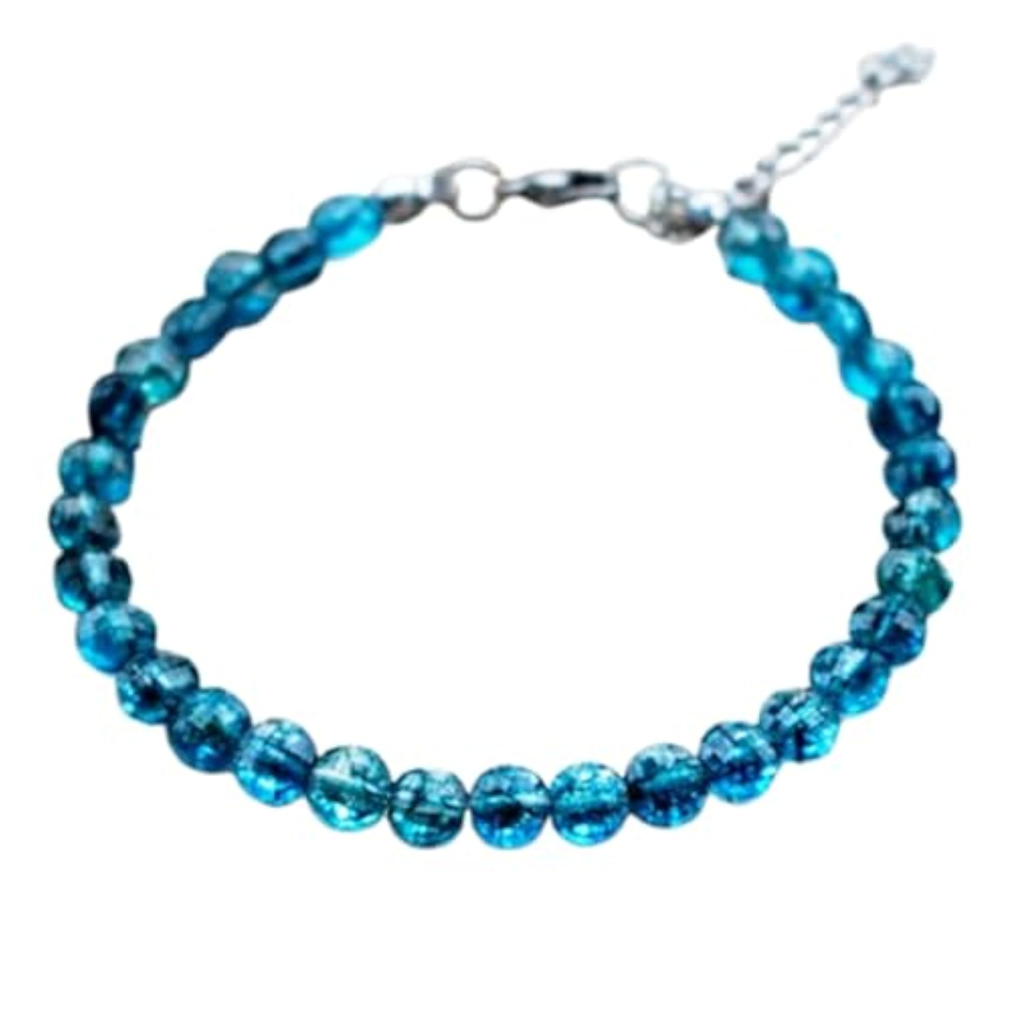 Unisex Apatite Round Smooth Blue Bead Bracelet, 7 Inch