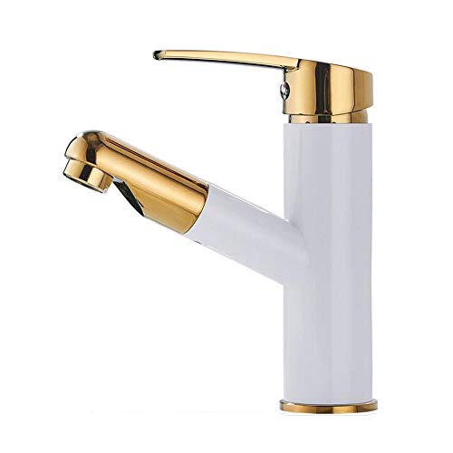 Robinet de lavabo de salle de bains en laiton haut de gamme finition or blanc