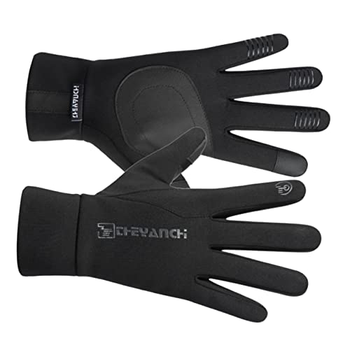 BCOATH 1Pair Winter Riding Gloves Windproof Touchscreen Cycling Gloves for Men Non Slip Full Finger Design for Mountain Biking and Outdoor Activities Black