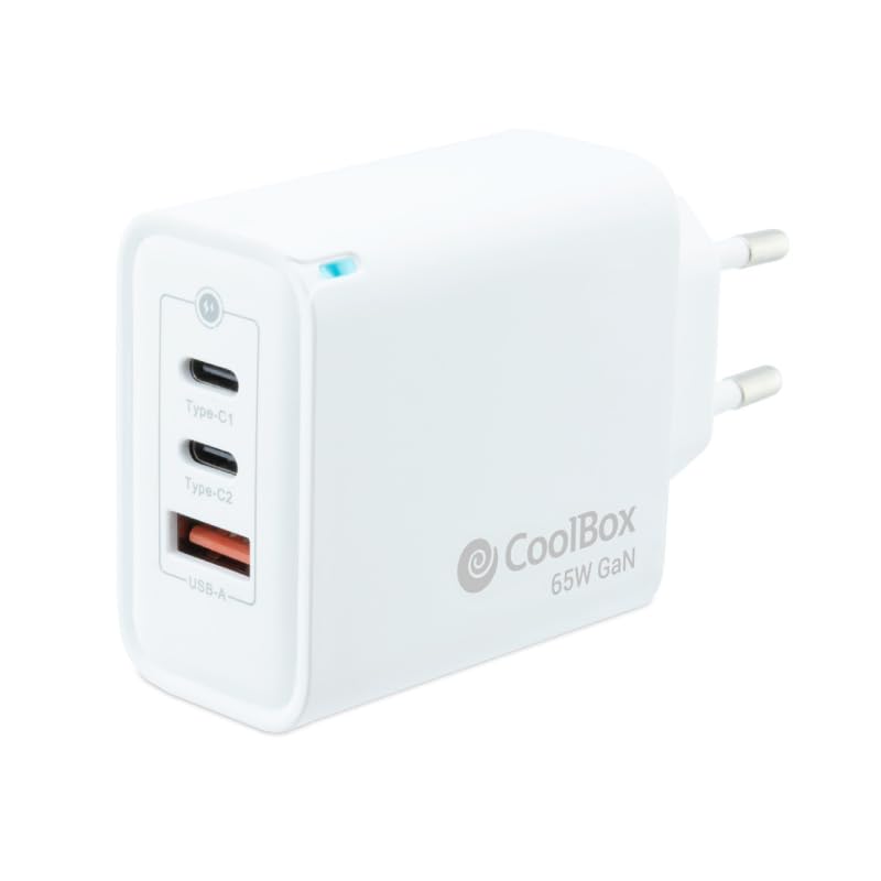 Cargador GaN 65W USB-C Power Delivery cargador de pared compacto doble puerto