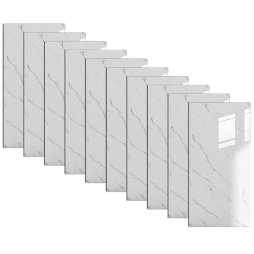 Paneles de pared autoadhesivos para salpicaduras de cocina y ducha, diseño mármol blanco 10 uds 2