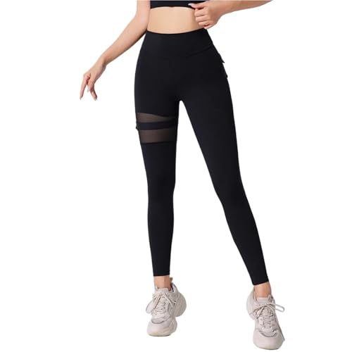 Leggings de yoga pour femmes en maille respirante séchage rapide noir M