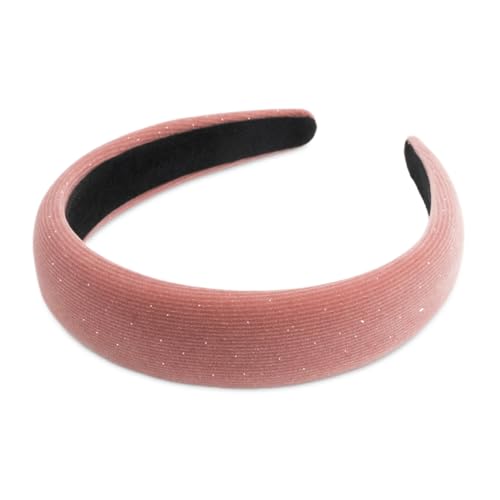 SXQLYH Diadema acolchada de terciopelo para mujer, de terciopelo suave y brillante, diadema acolchada, cómoda diadema para mujeres y niñas (rosa)
