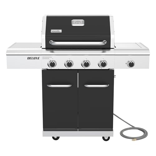 Nexgrill 4-Burner Natural Gas Grill with Side Burner and Griddle Insert, 627 SQ In Total Cooking Space, 59,000 BTUs Output, BBQ Grill Perfect for Outdoor Gatherings - 730-0958HE
