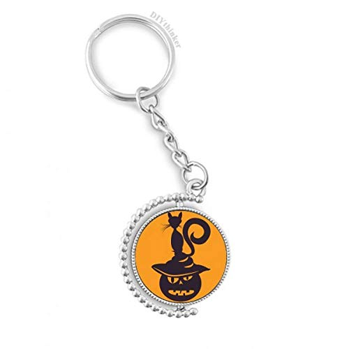 Llavero de calabaza de Halloween giratorio de gato como regalo temático original