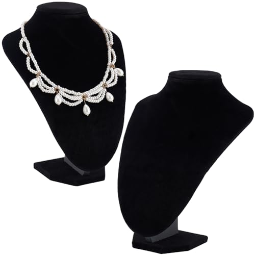 PH PandaHall 2 Pcs Buste Mannequin Femme Buste Bijoux Présentoirs en Velours Noir, Collier...