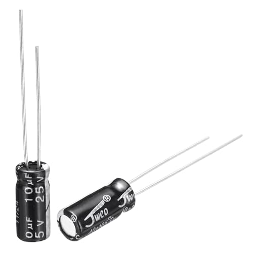 sourcing map 10uF 25V 5x11mm Electrolytic Capacitor, Radial Leads Aluminum Capacitors for TV, LCD Monitor, VCD, 15Pcs