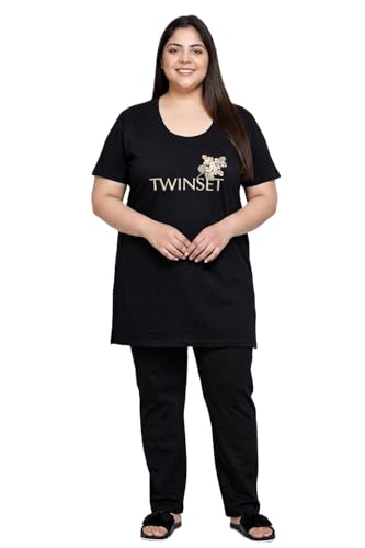 Image of RYSH Women's Printed Cotton Plus Size Longline T-Shirt with Pockets | Cotton fabric - soft longline T-shirt with easy plus-size fit