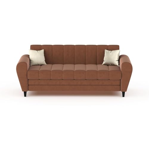 Image of Torque - Bali Premium Fabric 3+2 Seater Sofa Set for Living Room (Brown) | Comfortable 5 Seater Sofa with 2 Cushions for Bedroom Hall Festival Gift | 1 Year Warranty