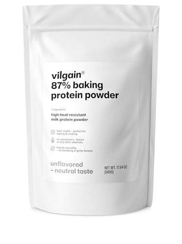 Vilgain 87% Baking Protein (500 g) Unflavoured – Hochwertiges Whey Protein Isolat Ohne Geschmack, Hitzebeständiges Proteinpulver Zum Backen & Kochen, Zuckerfrei & Fettarm Für Fitness Rezepte