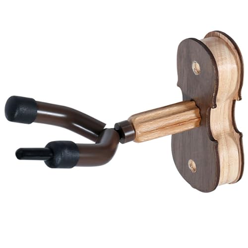 realideas Violin Viola Wall Mount Hanger, One Pack U-Shaped Wall Hanger Mount with Bow Hook, Soft Padding, Violin Storage Hook for Home Studio, Walnut Color