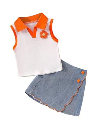 WDIRARA Toddler Girl's 2 Piece Outfits Floral Patched Collar Tank Wrap Skirt Shorts Set Summer Outfits3