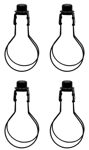 Image of Creative Hobbies Lamp Shade Light Bulb Clip Adapter Clip on with Shade Attaching Finial Top, Black Color - No Harp Needed | 4 Pack