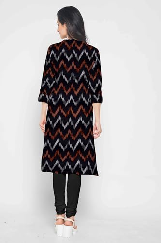 Image of Cotton Pochampally ikat unstitched blouse, Kurthi, long frock fabric material for women (1 meter, 2 meters & 3 meters)