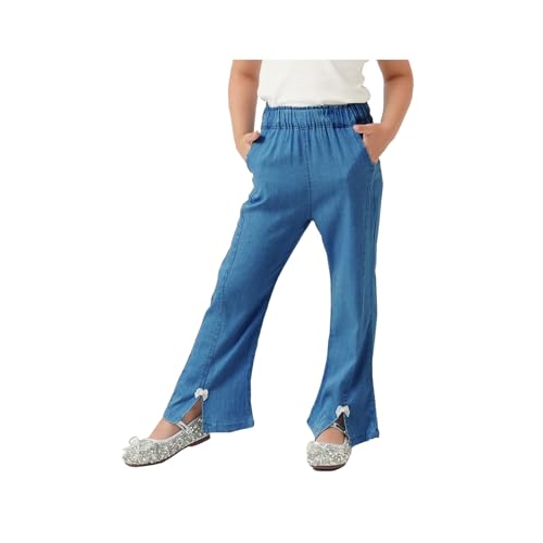 Image of Girls Pants with Pockets Pull On Lightweight Bell Bottoms Straight Leg Baggy Jeans for Girls Flare School Pants