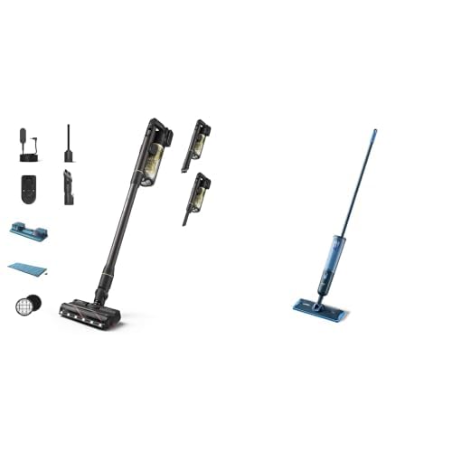 Philips 7000 Serisi Aqua Kablosuz Dik Süpürge XC7153/10 ve OneUp 3000 Elektrikli Mop XV3101/01, Süpürme ve Paspaslama, 2 Parça Zemin Bakım Seti