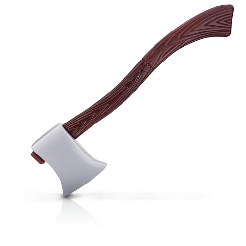 23.6 Inch Costume PropBrown Handle with Grey Blade Detachable Two-Piece Plastic Display Axe for Adult Cosplay Stage Performance & Decorative Use