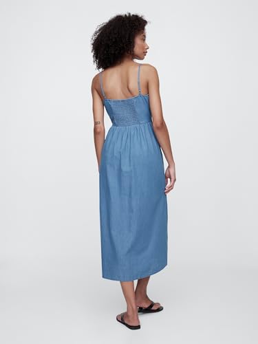 GAP Women's Dipped Waist Denim Midi Dress2
