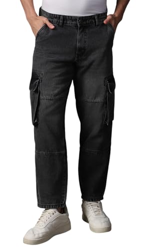 Image of High Star Men Cotton Washed Straight Fit Mid-Rise Regular Jeans