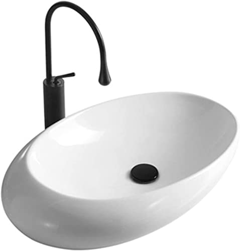 Vasque de salle de bain céramique ovale lavabo à poser 58cm