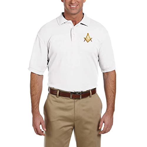 Polo para hombre bordado Gold Square & Compass Masonic
