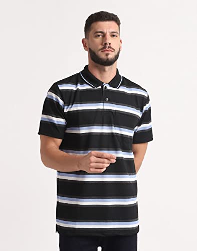 Image of INKKR Striped Men Polo Neck Half Sleeve T-Shirt