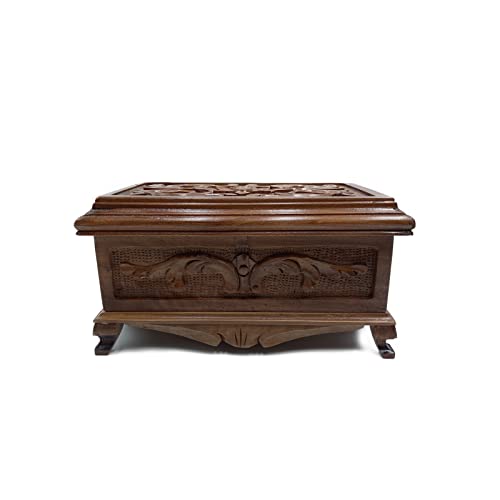 Tubibu Walnut Treasure Boîte à bijoux unique faite à la main avec clé cachée 25 x 15 x 12 cm Cover