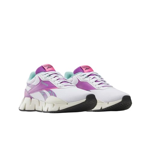 Reebok Women's Zig Dynamica STR Sneaker, Footwear White/Vintage Chalk/Purple Rave, 112