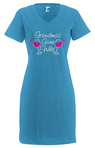 Tcombo Grandma's Gone Wild - Wine Women's Nightshirt (Light Blue, Large/X-Large)
