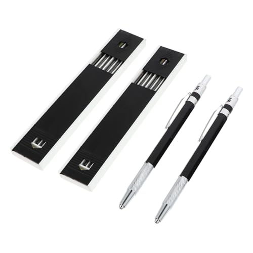 HAMPPLIES 2セット 高耐久大工用マーク用鉛筆 防滑メタル芯機械式製図ペン 耐水性グラファイト芯搭載 硬質表面対応スケッチ マーキングツール
