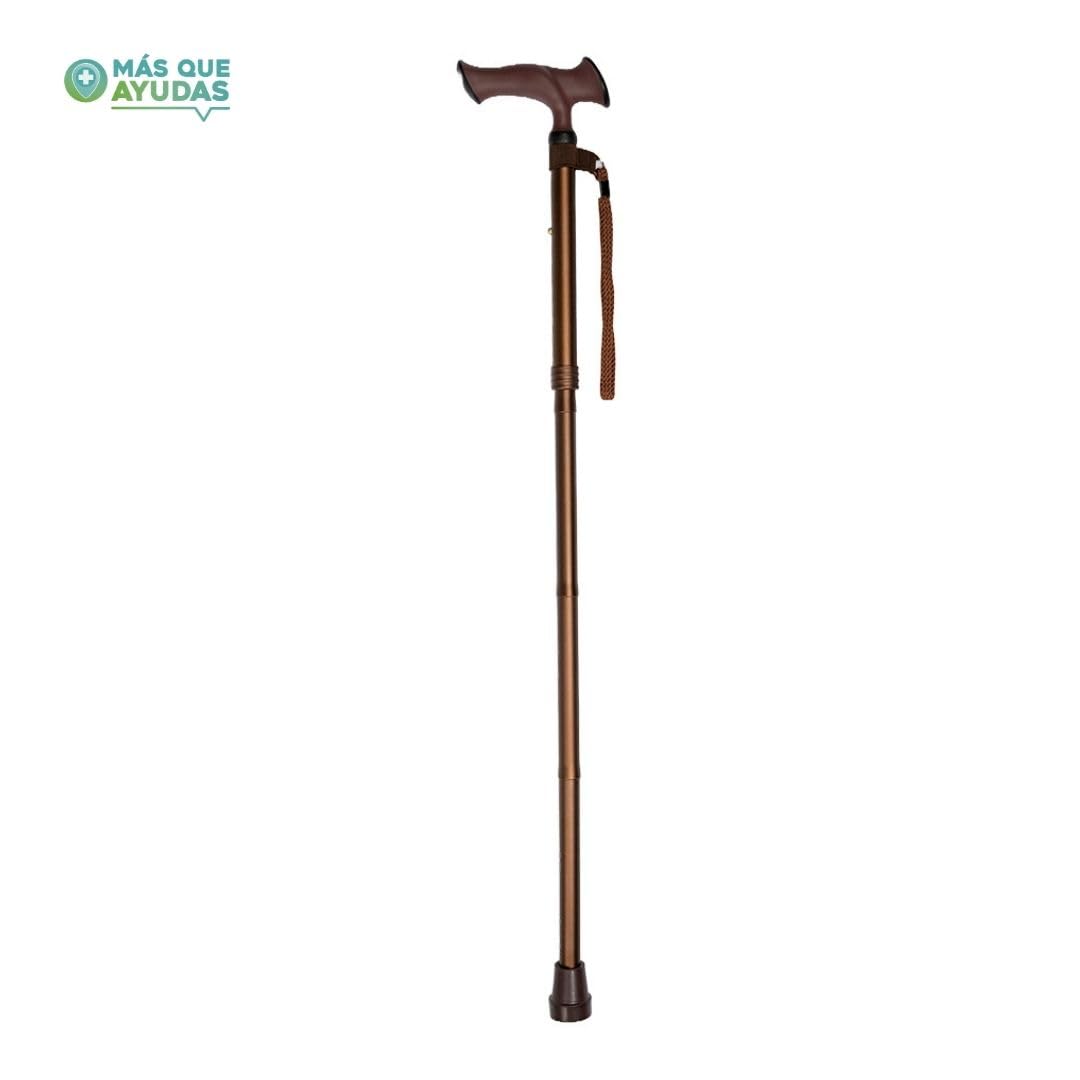 MAS Que AYUDAS – Bastón para Mayores y Adultos Ergo, Plegable y Portátil, Altura Ajustable 84-94 cm, Puño Ergonómico, Bastón para Caminar y Pasear, 320 g, Marrón