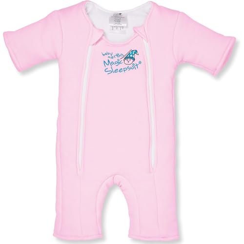 Image of Magic Sleepsuit Baby Merlin's Transition Swaddle Baby Sleep Suit for 3-6 Months - 100% Cotton Layers with Double Zipper for Easy Diaper Change - Comfortable, Cozy Sleepwear for Back Sleeping - Pink