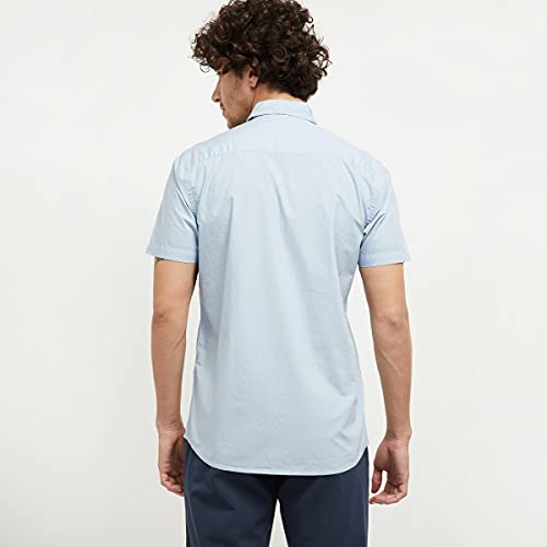 Image of Max Men Solid Spread Collar Half-Sleeve Regular Fit Casual Shirt