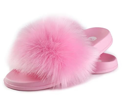 HIPRETTYUS Women's Faux Fur Slides, Open Toe Cute...