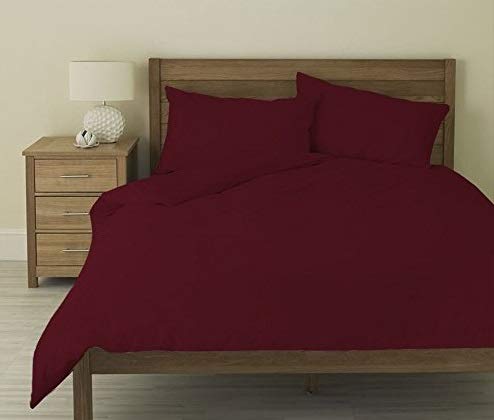1 -PC- Duvet Cover 100% Egyptian Cotton 400 Thread Count Solid Pattern Burgundy (Queen Full ).