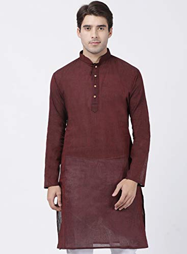 Image of VASTRAMAY Men's Maroon Pure Cotton Kurta - (VASMK070MA) for Size - 36